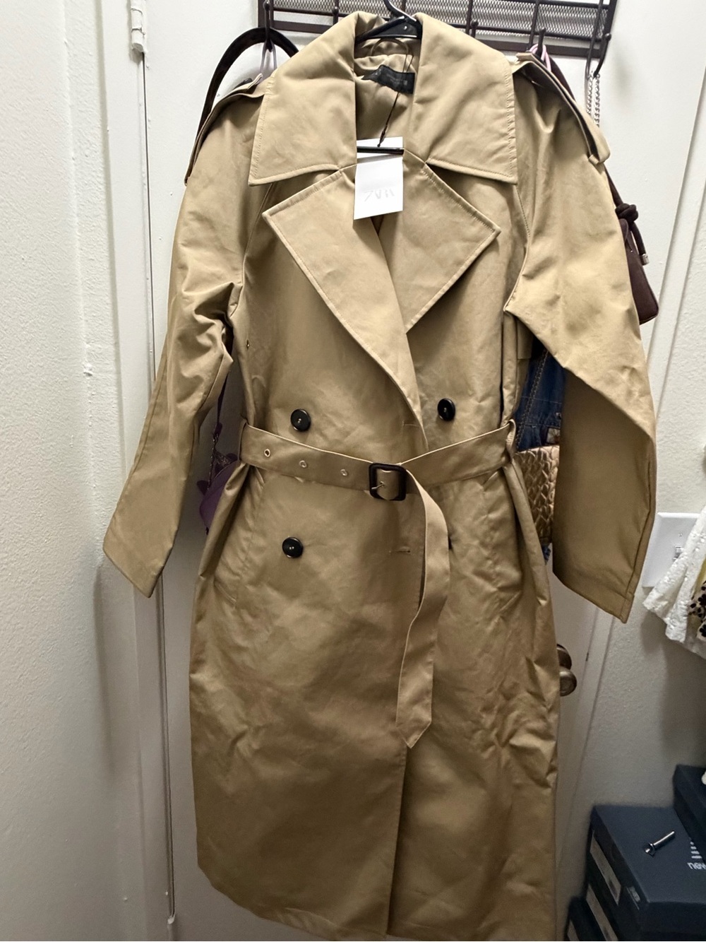 Zara Tan Trench Coat with Belted Back(XS fits like a S-M)
